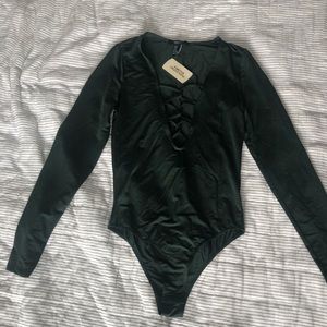 Hunter green knit bodysuit Forever 21